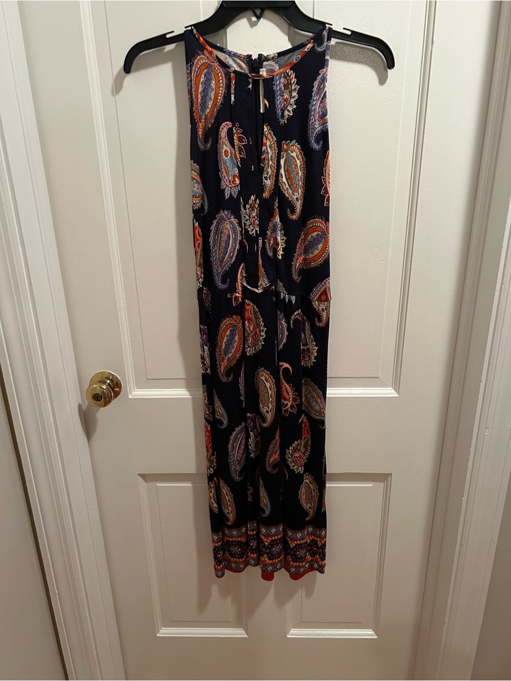 Tory Burch Navy Paisley,Orange, Purple, Cream Midi Dress- Size S/P